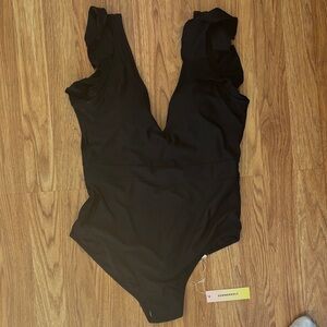 Summersalt Elegant Black Swimsuit with Ruffle Sleeves